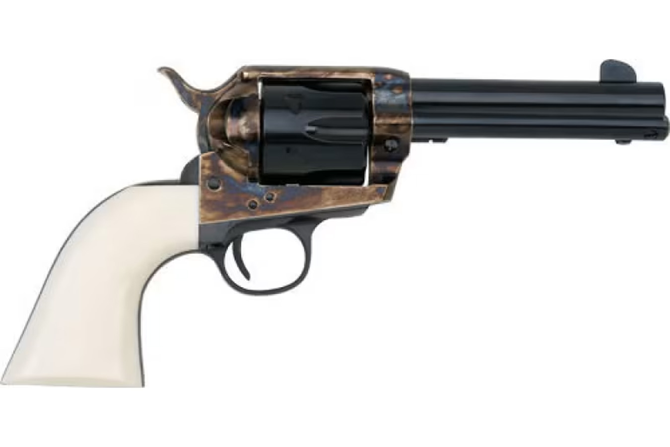 EMF CO DLX Californian 45 Colt Revolver with Case Hardened Frame and White Grips