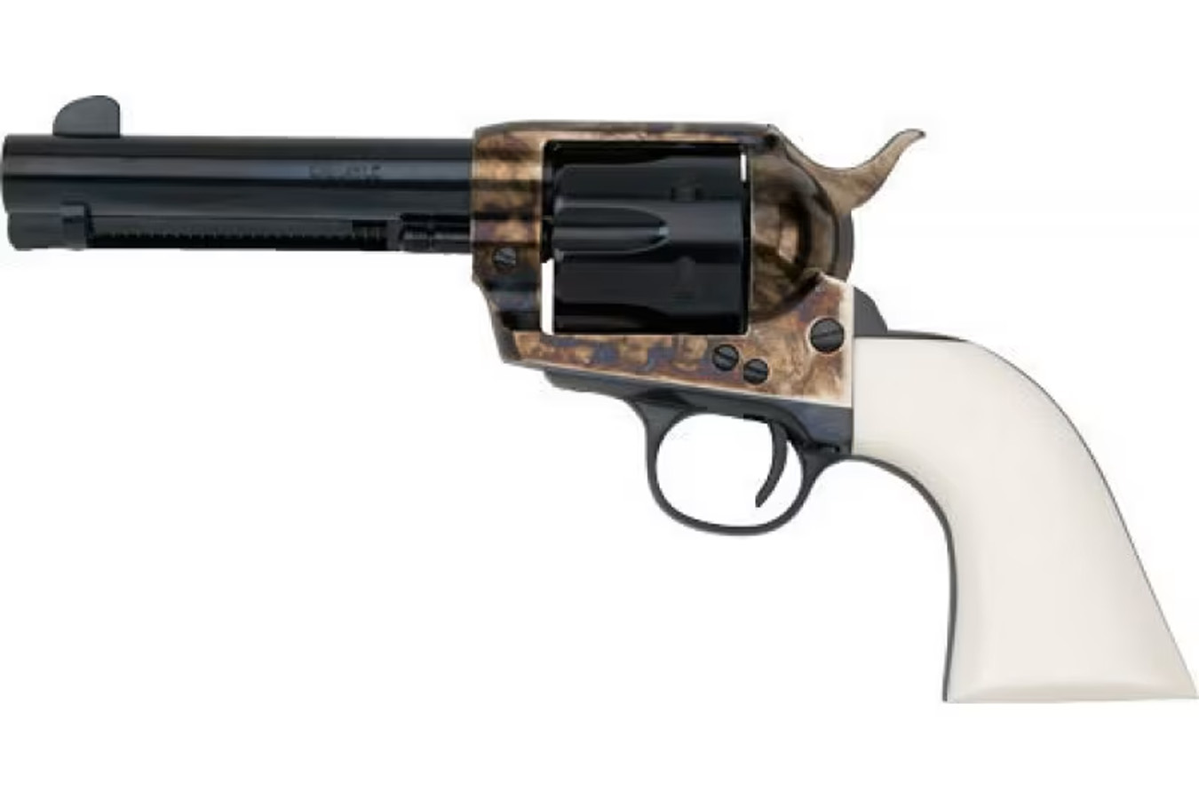 EMF CO DLX Californian 45 Colt Revolver with Case Hardened Frame and White Grips