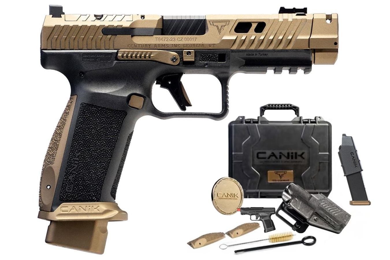 CANIK TTI Combat 9mm Semi-Auto Pistol with Hard Case, Two Mags, and Accessories