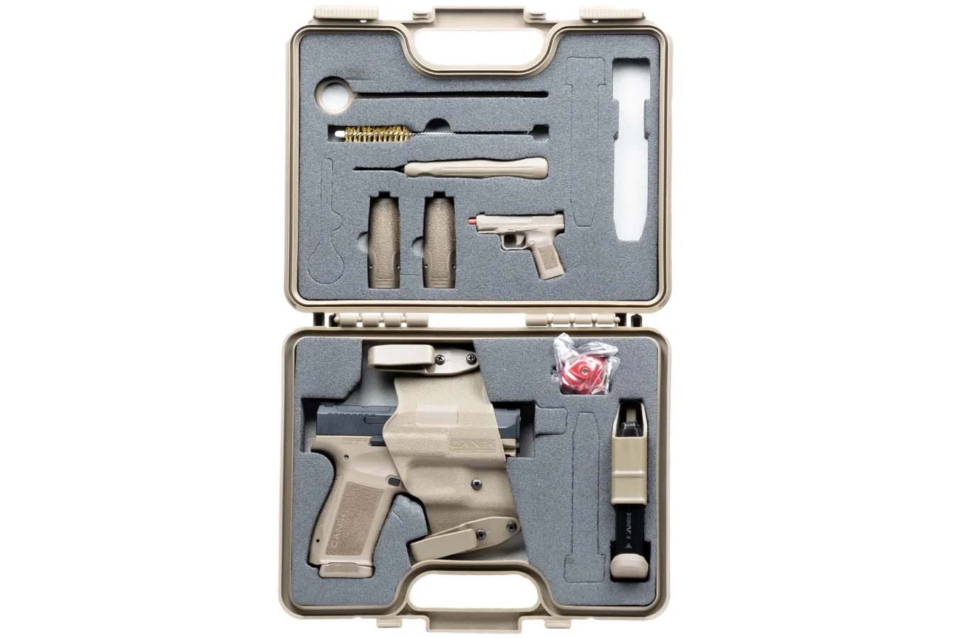 CANIK Mete MC9L 9mm Flat Dark Earth Optic Ready Pistol Pistol w/ Two Mags, Storage Case, and Holster