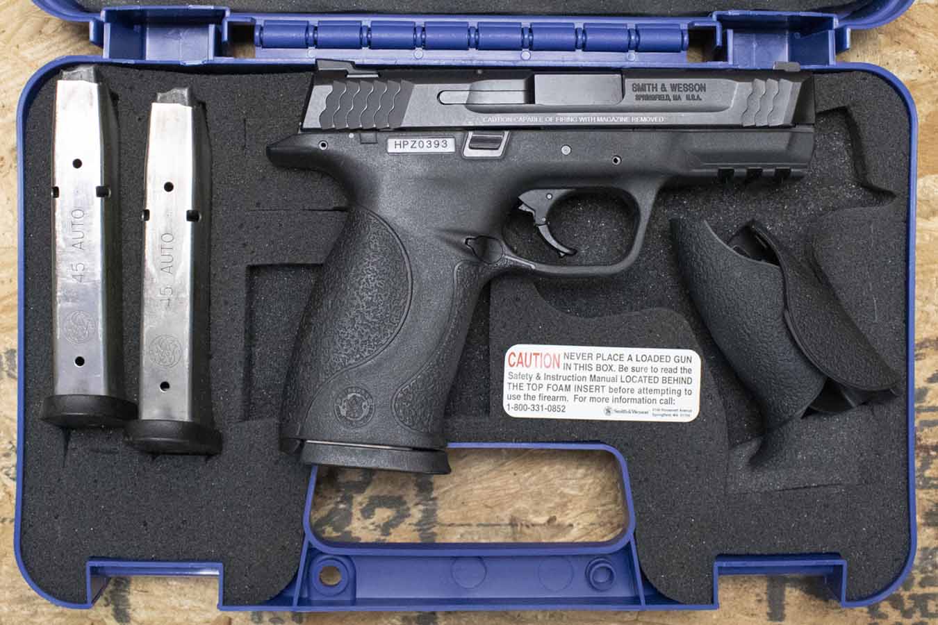 SMITH AND WESSON M&P45 45ACP Police Trade-In Pistol with Three Magazines, Backstraps, and Case