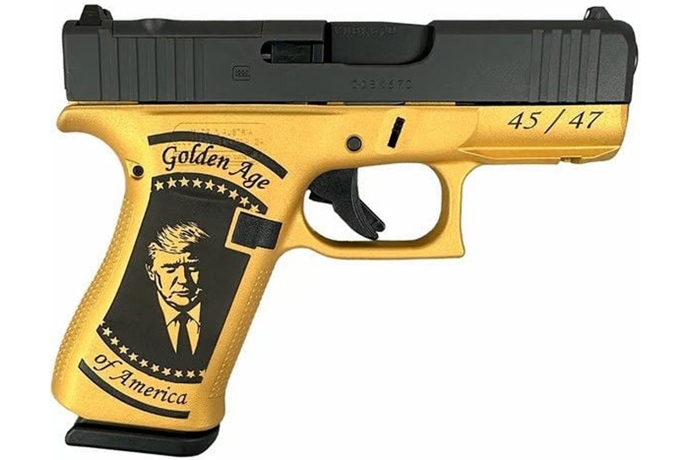 GLOCK Glock 43X MOS 9mm 3.41 BBL with (2) 10 Round Magazines, Golden Age Trump