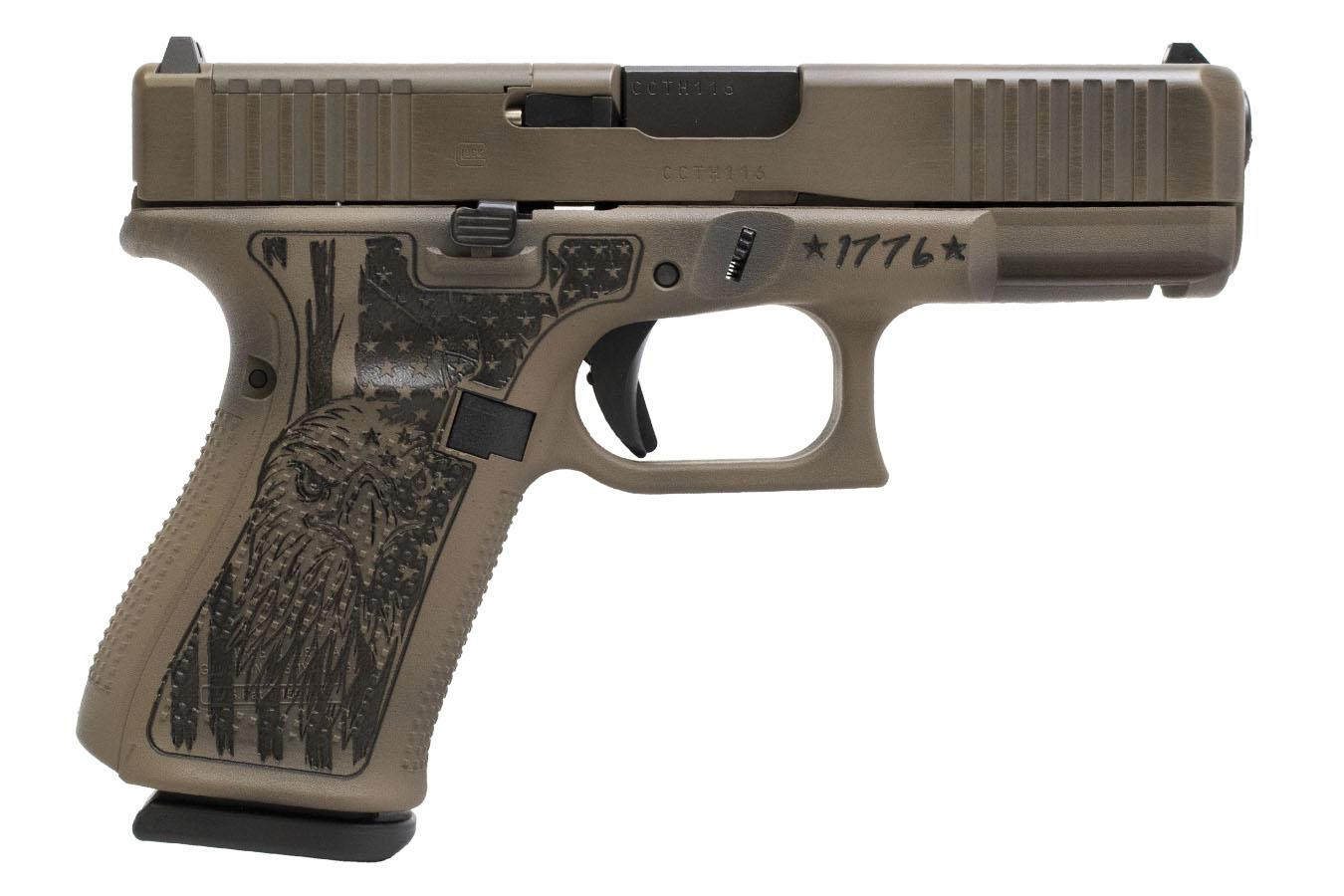 GLOCK 19 Gen5 MOS 9mm Pistol with Distressed FDE Old Glory Finish