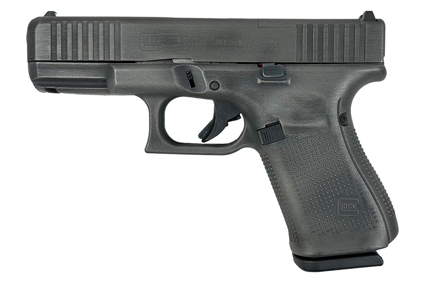 GLOCK 19 Gen5 MOS 9mm Pistol with Distressed Tungsten Finish