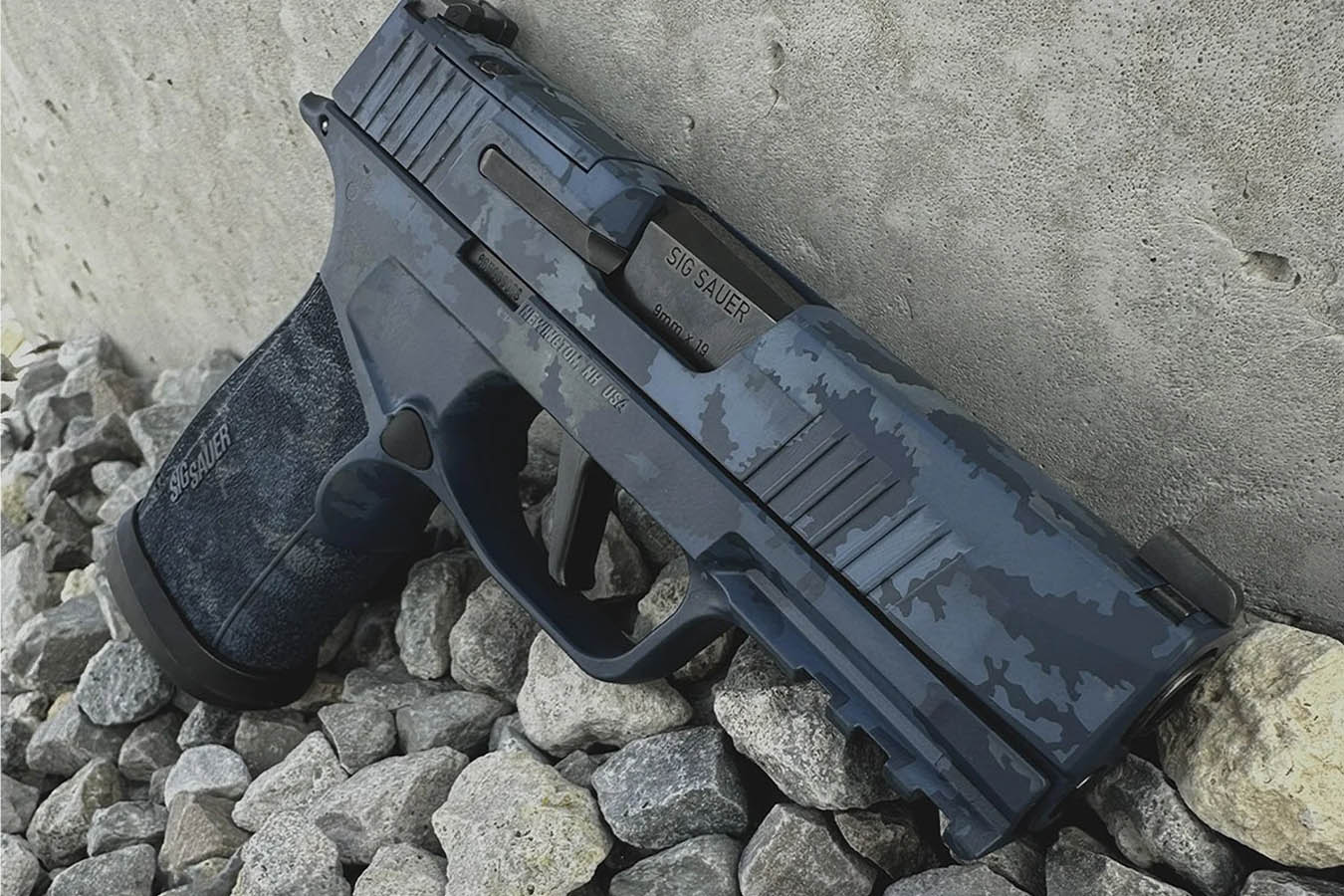 SIG SAUER P365-XMACRO TACOPS 9mm Optic Ready Pistol with Blue Multi Camo Finish and Four Magazines