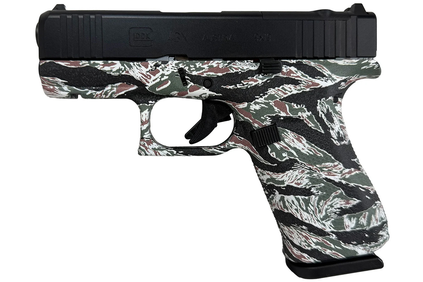 GLOCK 43X MOS 9mm Luger Semi-Auto Pistol with Black Tiger Print Frame