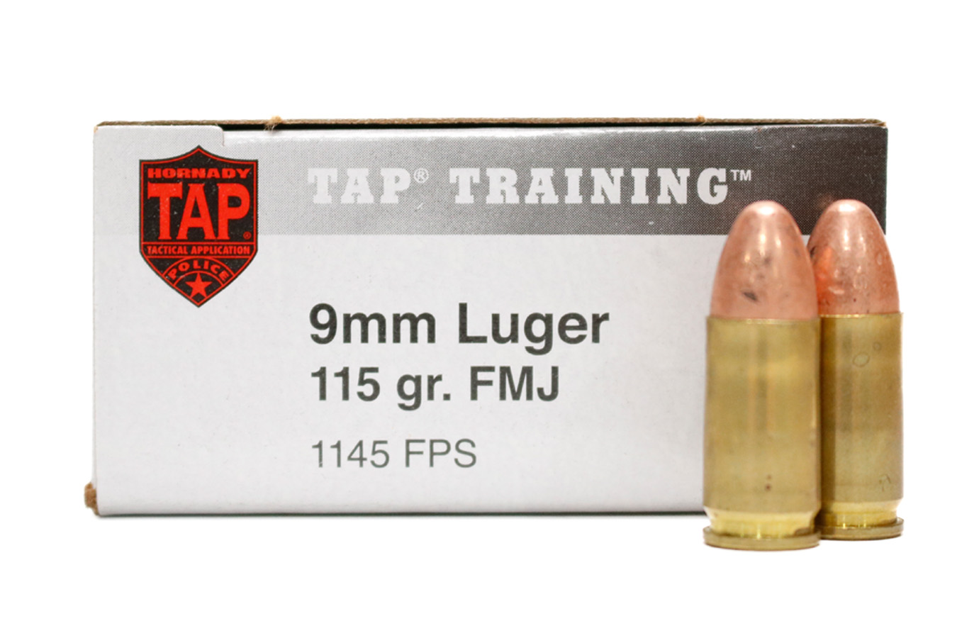 HORNADY 9mm 115gr FMJ TAP Handgun Training Trade Ammo 1000 Round Case (Minor Cosmetic Blemish)
