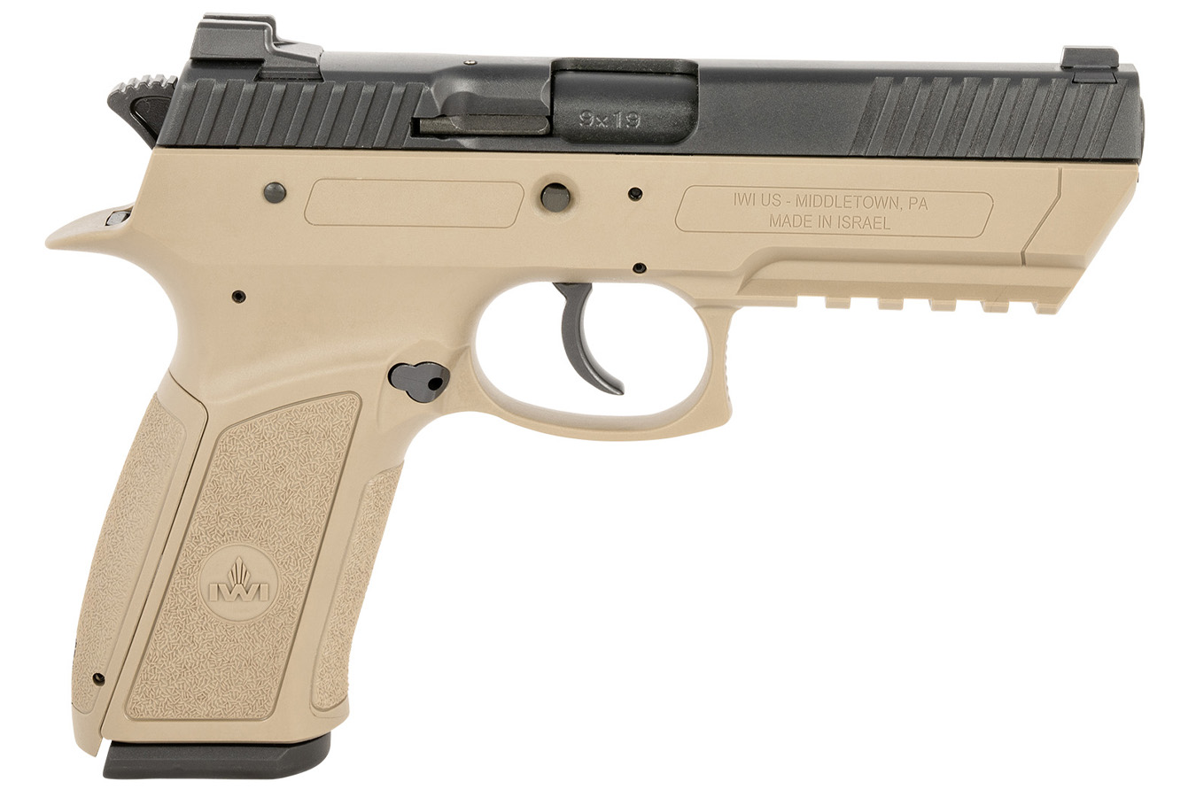 IWI Jericho 941 Enhanced 9mm Pistol with Black Slide and Flat Dark Earth Frame