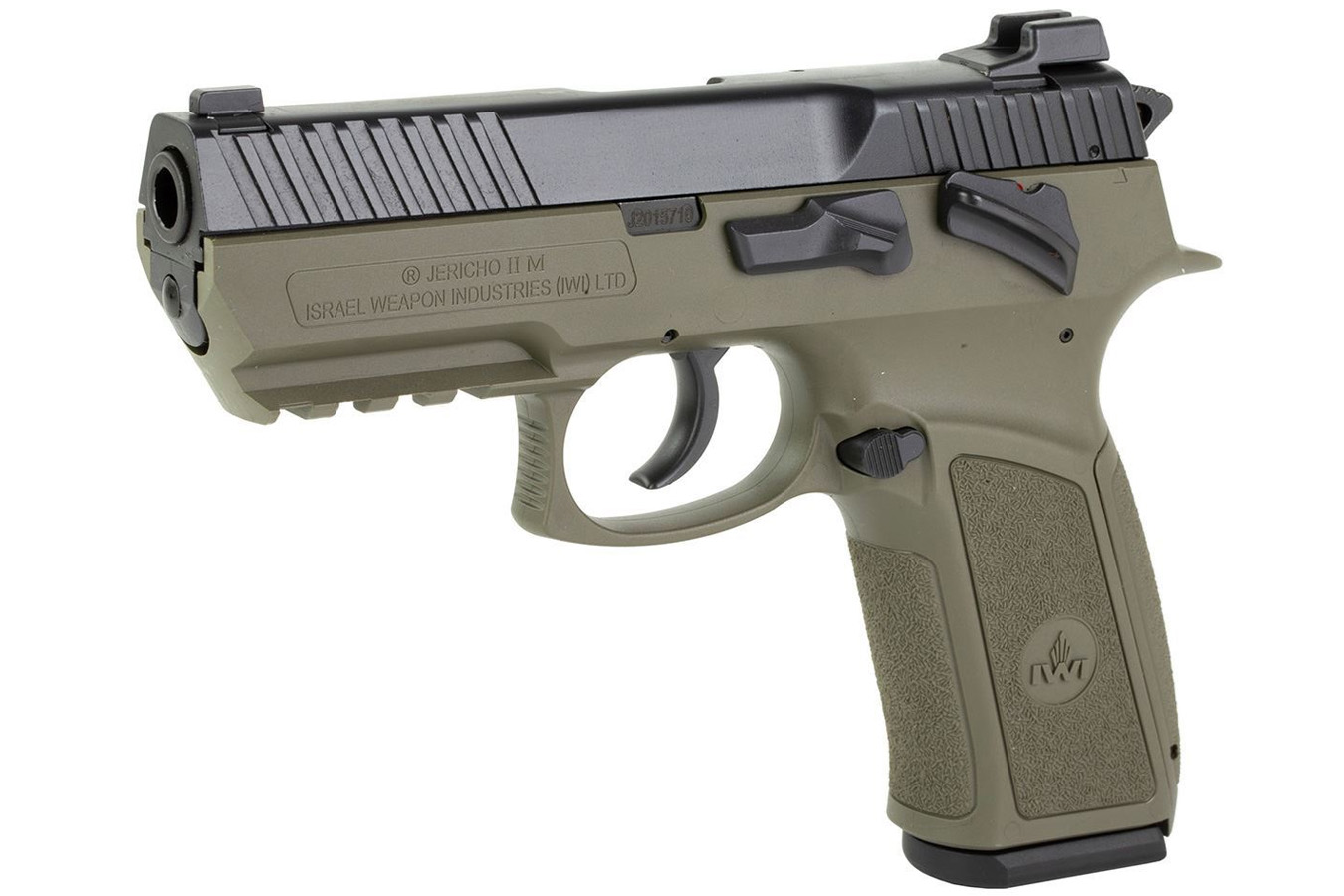 IWI Jericho 941 Enhanced 9mm Pistol with OD Green Frame and Manual Thumb Safety