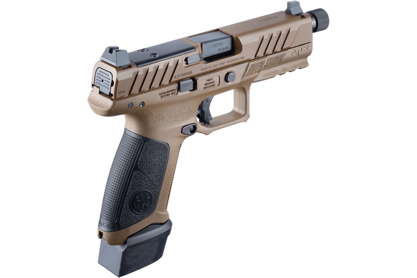 BERETTA APX-A1 Tactical 9mm Full Size Optic Ready FDE Pistol with Threaded Barrel