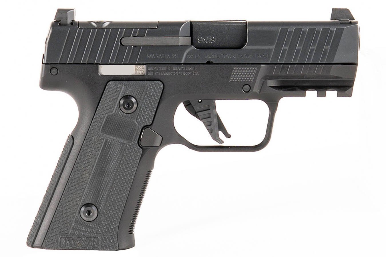 IWI MASADA Slim Commander Elite Compact 9mm Semi-Auto Pistol with Mischief Machine Commander Grip