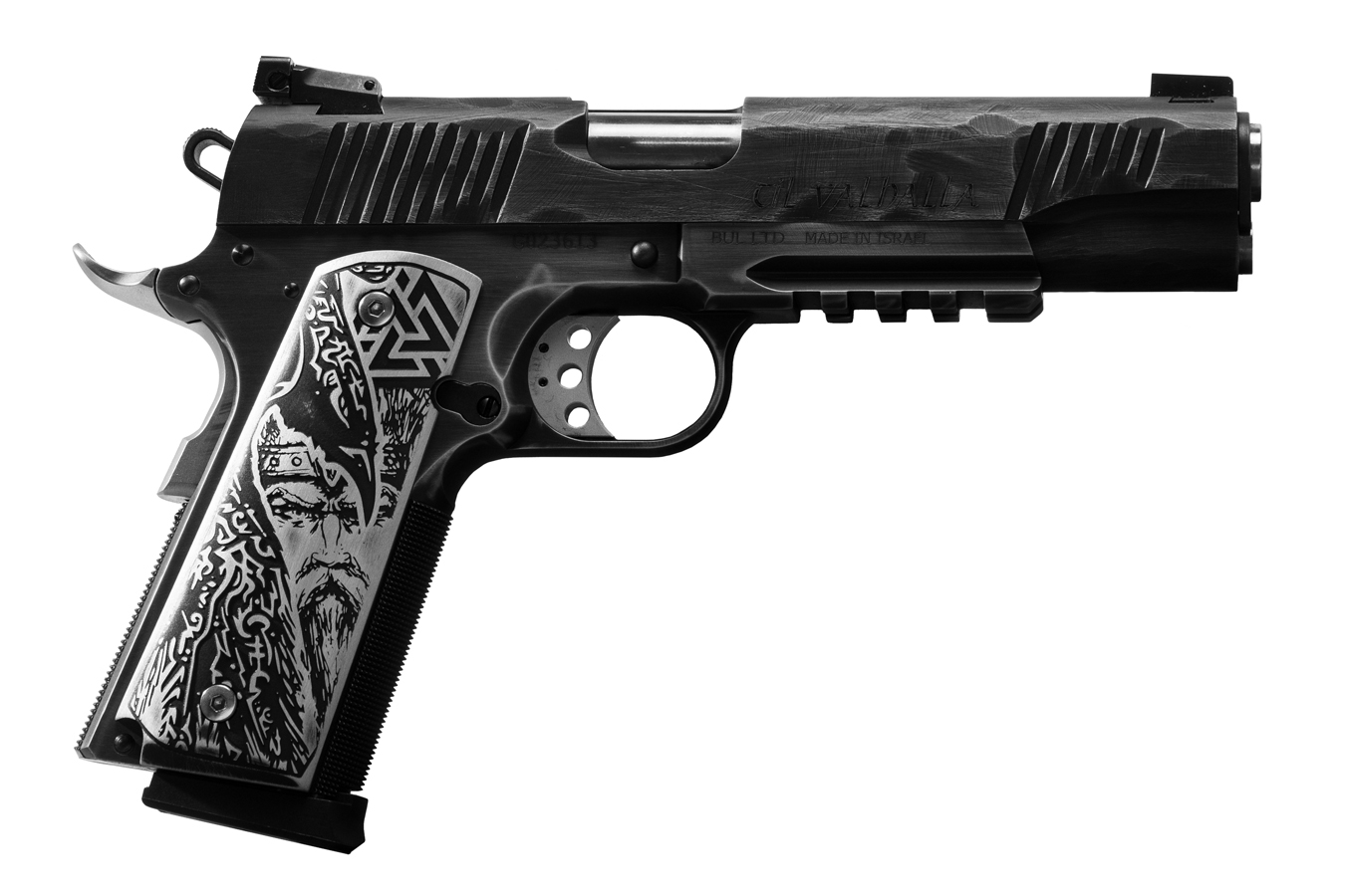 MAGNUM RESEARCH 1911 45 ACP Custom Engraved Viking with Hammer Finished Slide