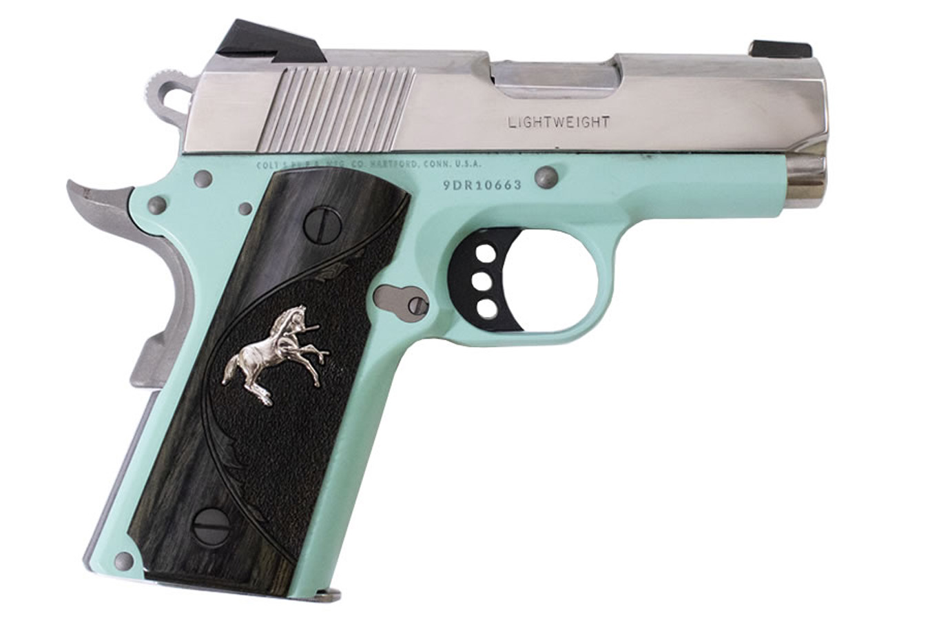 COLT Defender 9mm Semi-Auto Pistol with Robins Egg Blue Cerakote Frame