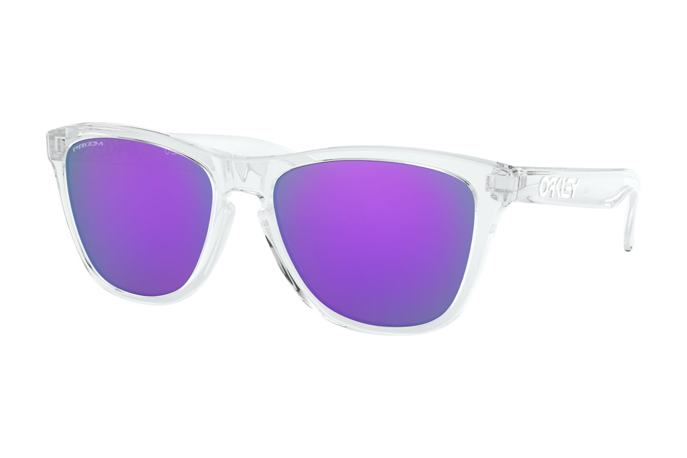 OAKLEY Frogskins Sunglasses with Polished Clear Frame and Prizm Violet Lenses