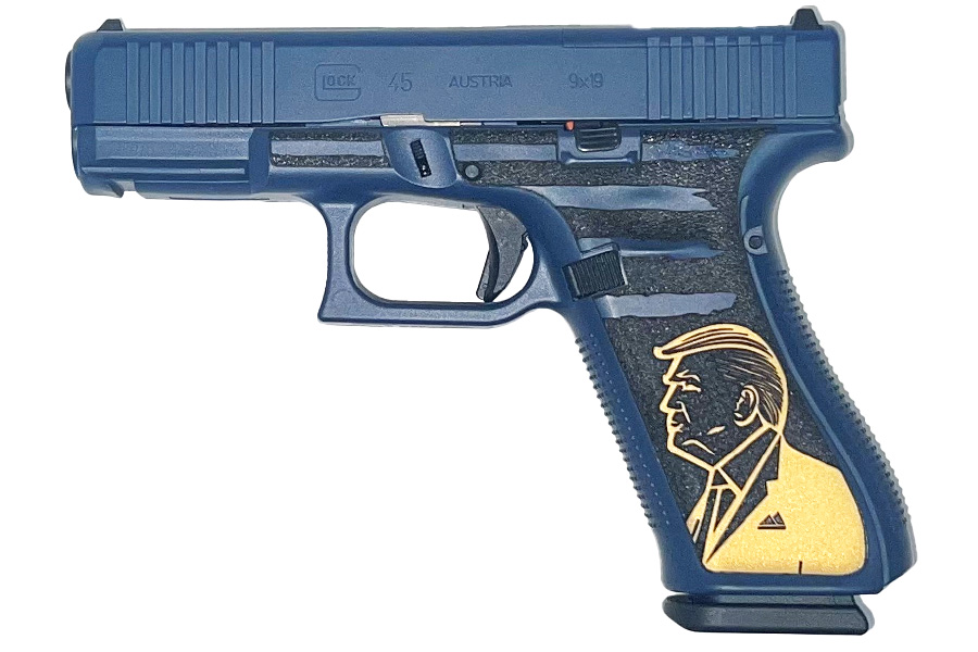 GLOCK 45 MOS 9mm Custom Trump Edition Pistol with Blue Finish and Presidential Seal