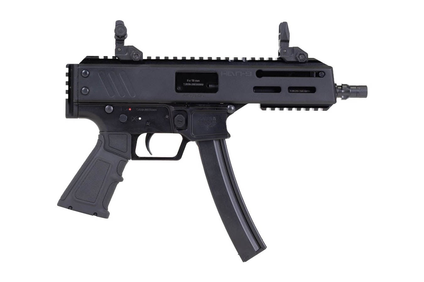 PANZER ARMS Han9 9mm Semi-Auto Pistol with Flip Up Sights and 6.5 Inch Barrel (MP5 Mag Compatible)