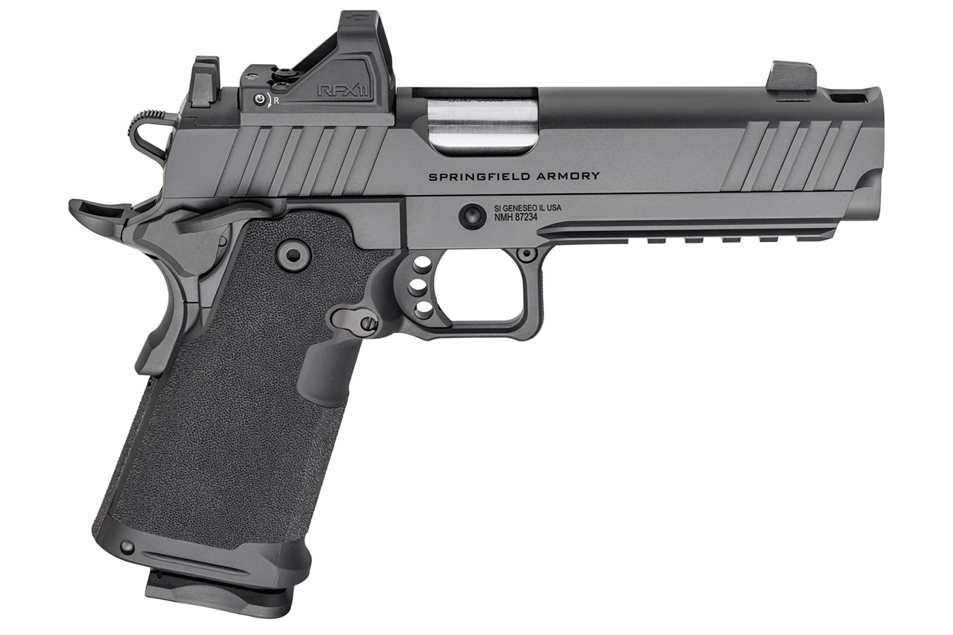 SPRINGFIELD 1911 DS Prodigy Comp 9mm Optic Ready Pistol with Viridian RFX-11 Green Dot, 4 Mags and Pistol Bag