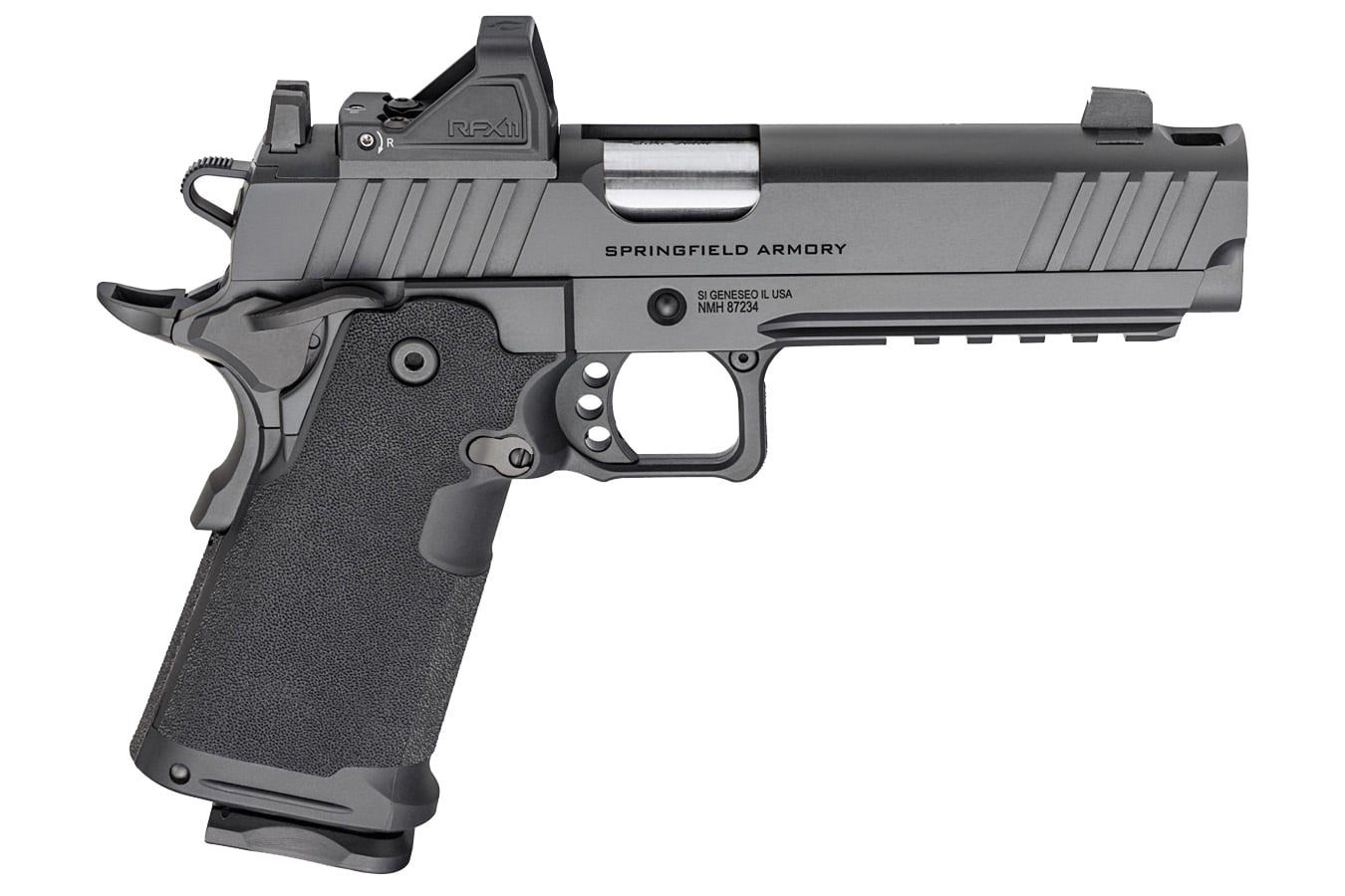 SPRINGFIELD 1911 DS Prodigy Comp 9mm Pistol with Viridian RFX-11 Green Dot, 4 Mags and Pistol Bag