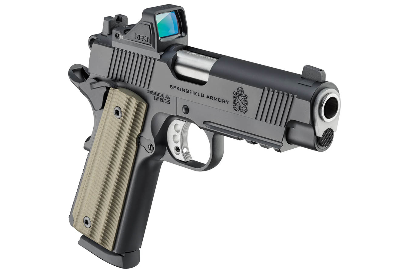 SPRINGFIELD 1911 Operator AOS 45 ACP Gear Pac with Viridian RFX-11 Green Dot, Four Mags and 