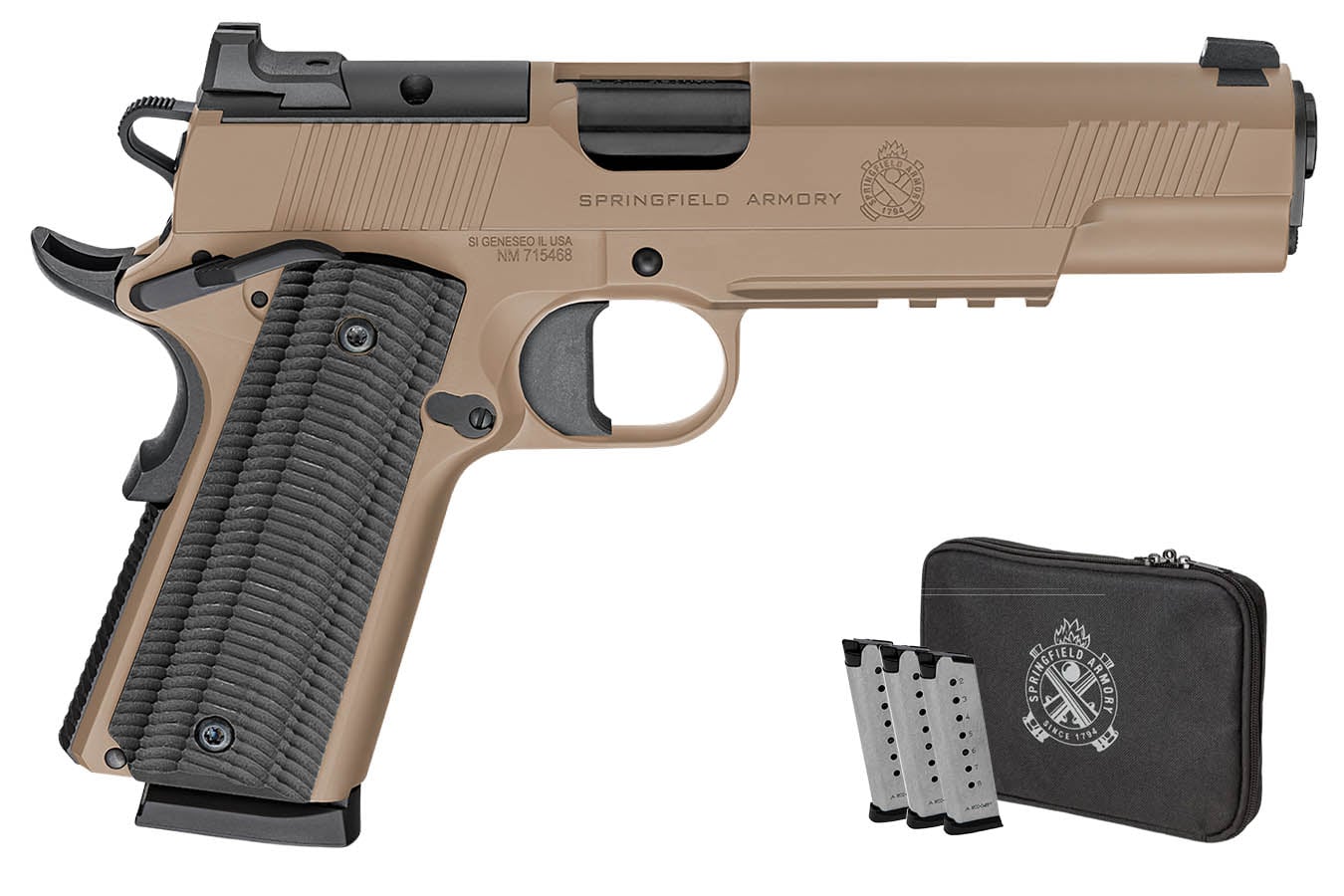 SPRINGFIELD 1911 Operator AOS 45 ACP FDE Optic Ready Gear Up Package with Four Mags and Pistol Case