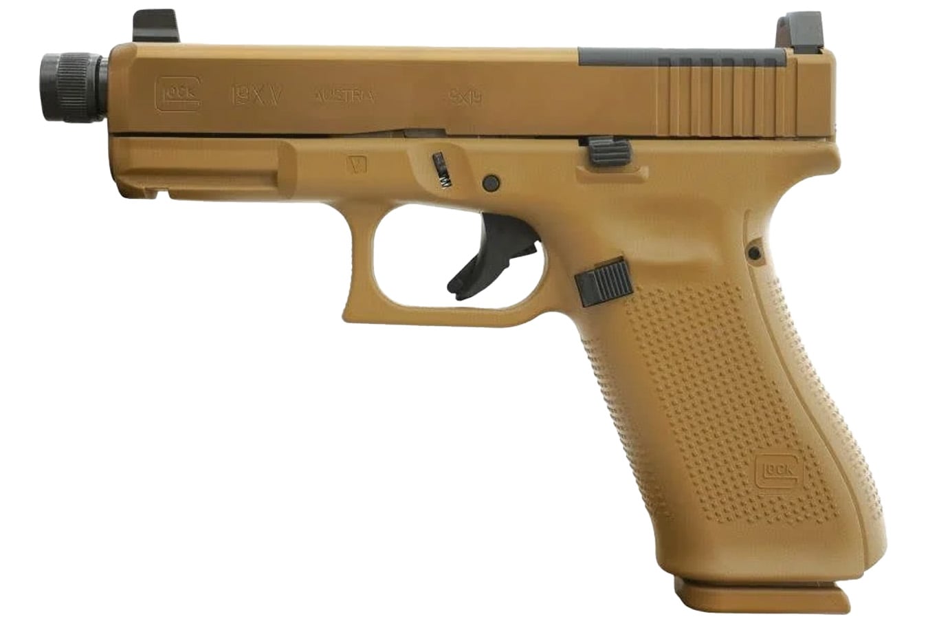 GLOCK 19X V MOS 9mm Optic Ready FDE Pistol with Threaded Barrel