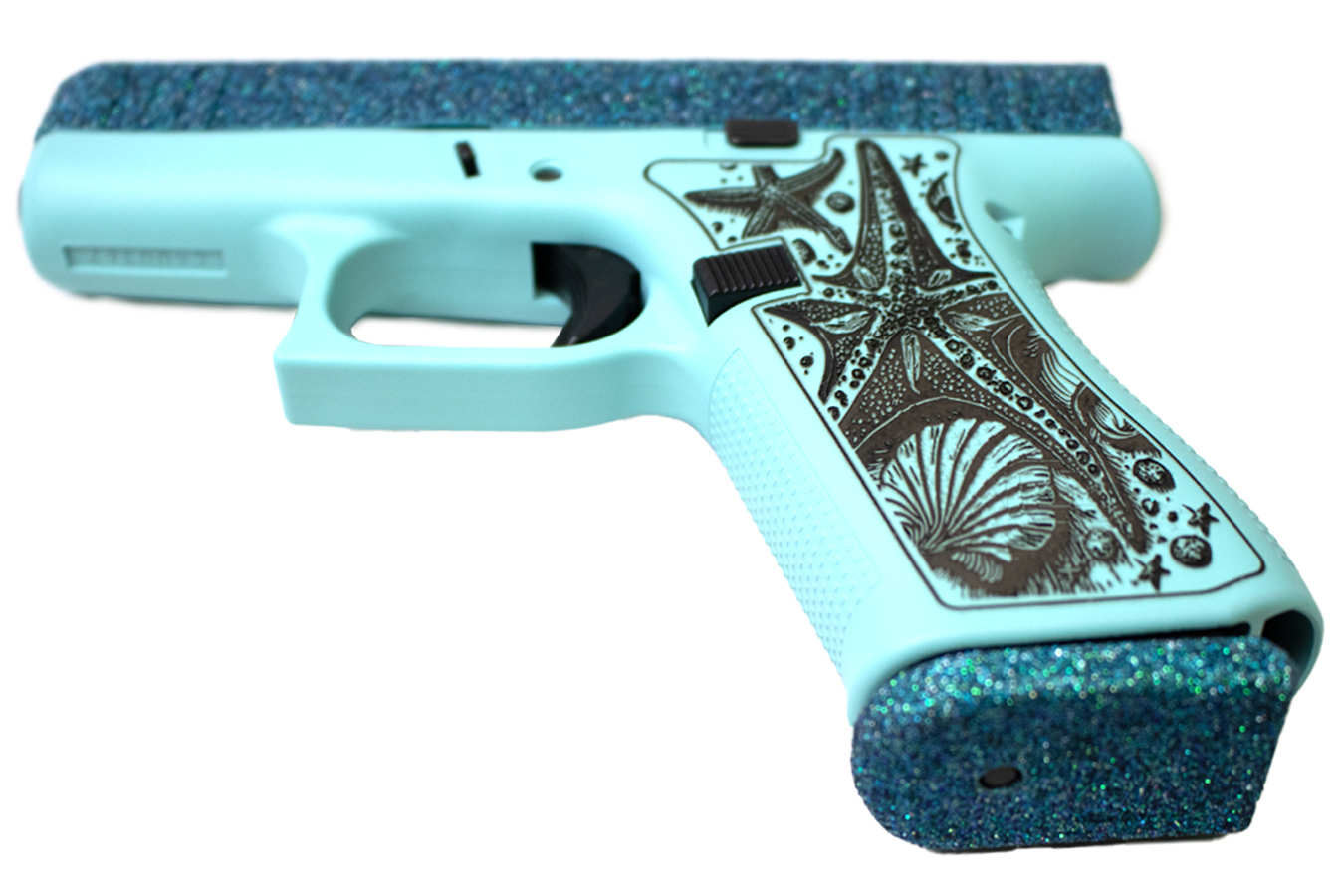 GLOCK 43x 9mm Pistol with Sea Star Glitter Blue Finish