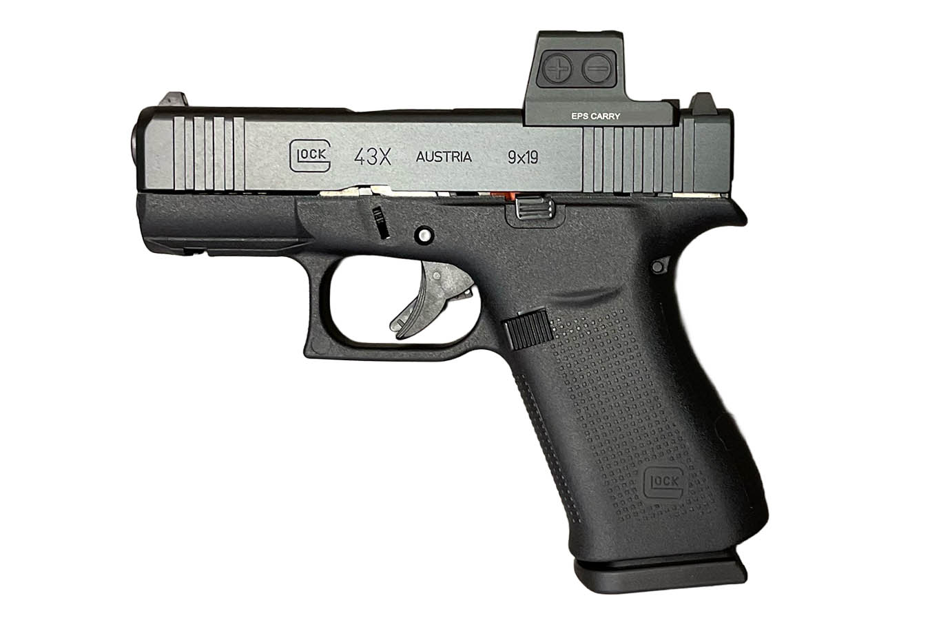 GLOCK 43x MOS 9mm Optic Ready Pistol with Holosun EPS Carry Red Dot