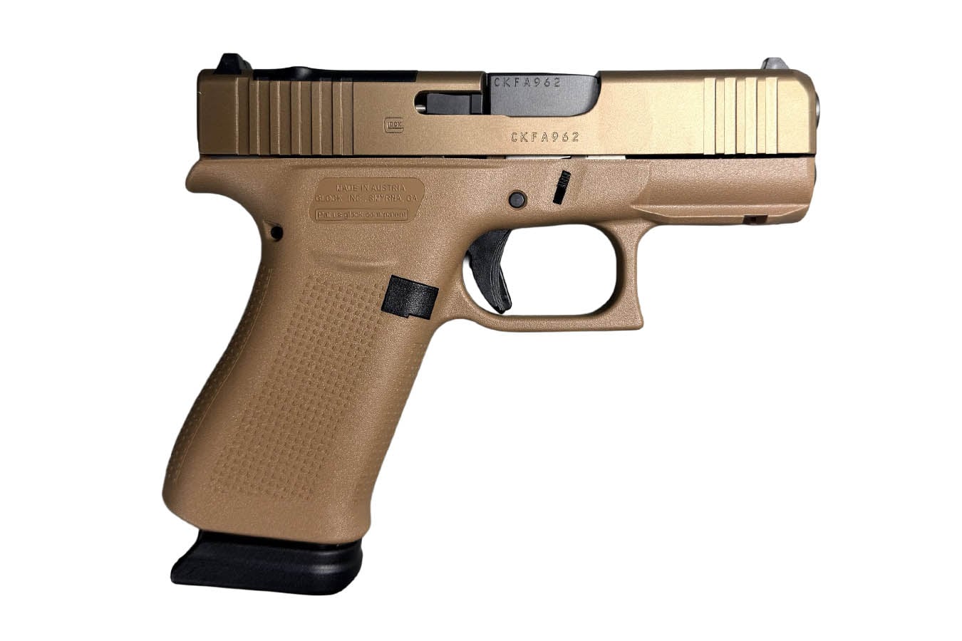 GLOCK 43x MOS 9mm Optic Ready Pistol with Coyote Dark Earth Finish