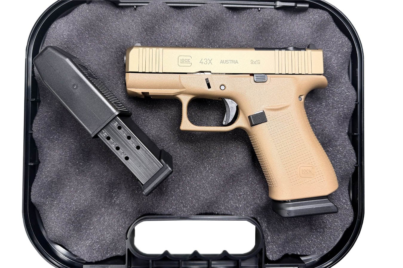 GLOCK 43x MOS 9mm Optic Ready Pistol with Coyote Dark Earth Finish