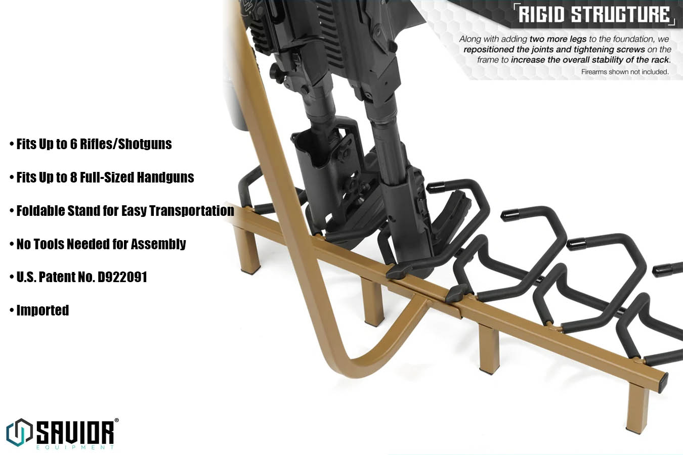 SAVIOR Mobile Firearm Rack Stand - 6 Rifles and 8 Pistols