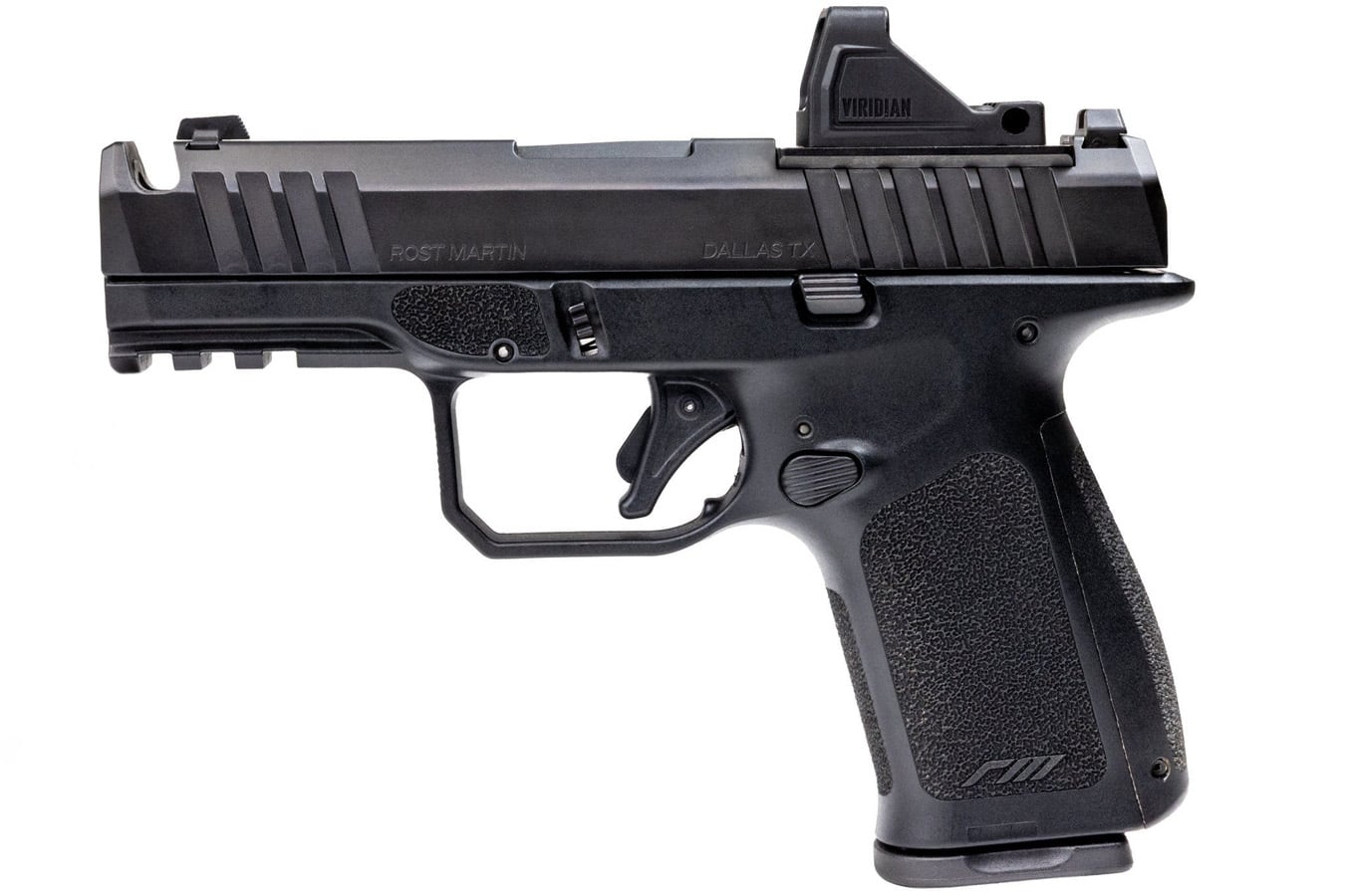 ROST MARTIN RM1C 9mm Pistol Black Compensated Pistol with Viridian RFX 11 Green Dot, 4 Magazines and Savior Bag