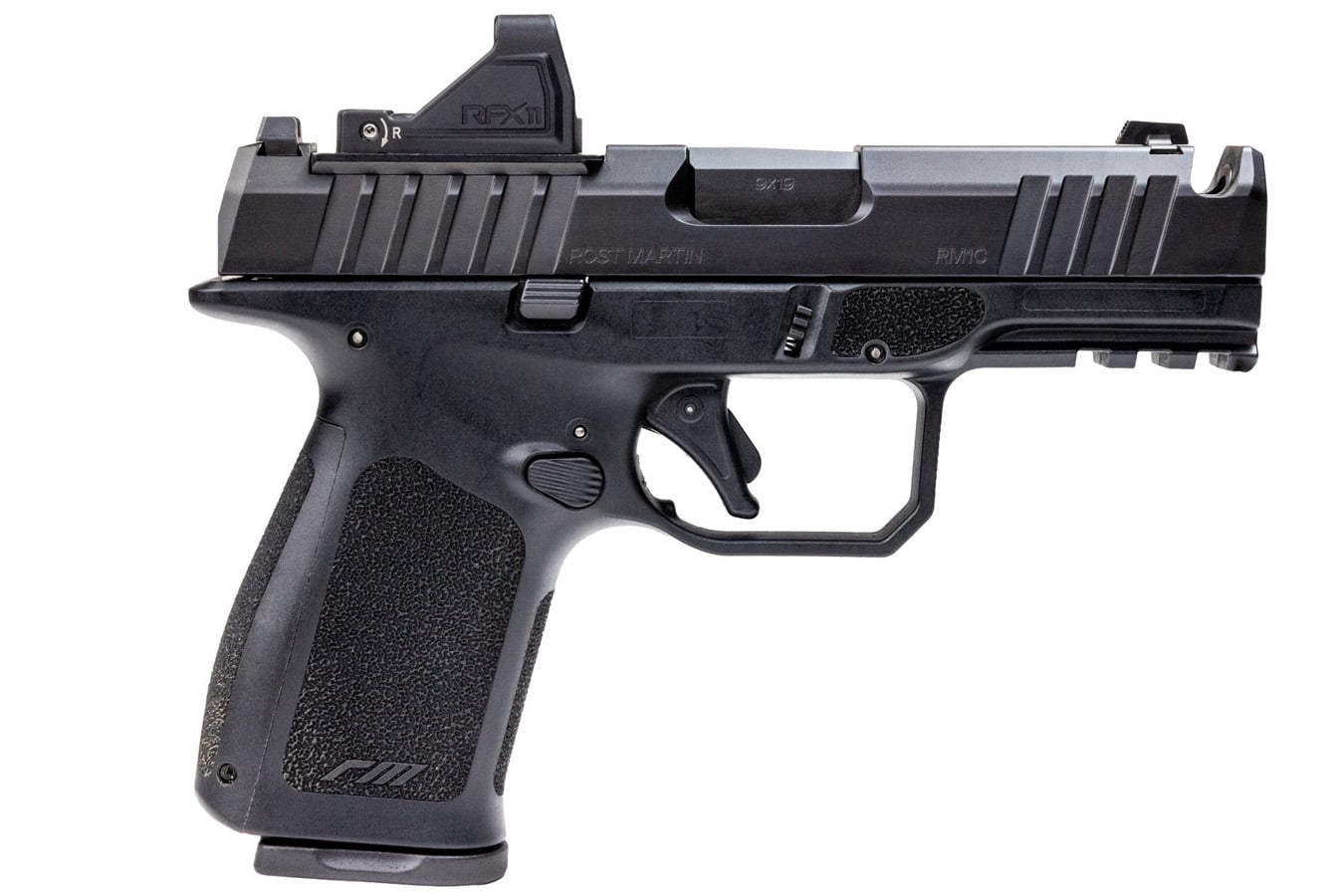ROST MARTIN RM1C 9mm Pistol Black Compensated Pistol with Viridian RFX 11 Green Dot, 4 Magazines and Savior Bag
