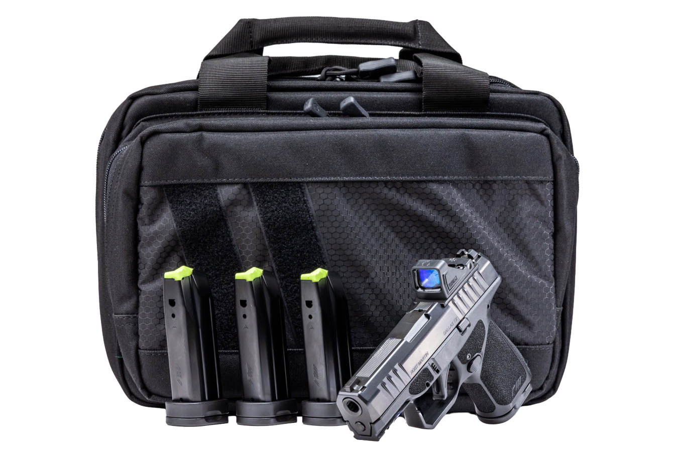 ROST MARTIN RM1S 9mm Semi-Automatic Pistol with Viridian RFX11 Green Dot, Four Magazines