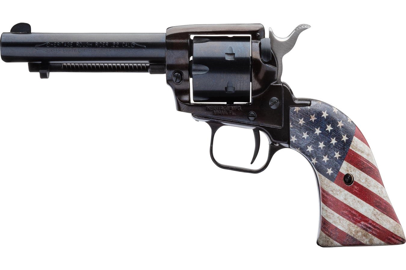 HERITAGE Rough Rider 22LR Rimfire Revolver with 4.75-Inch Barrel and US Flag Grips