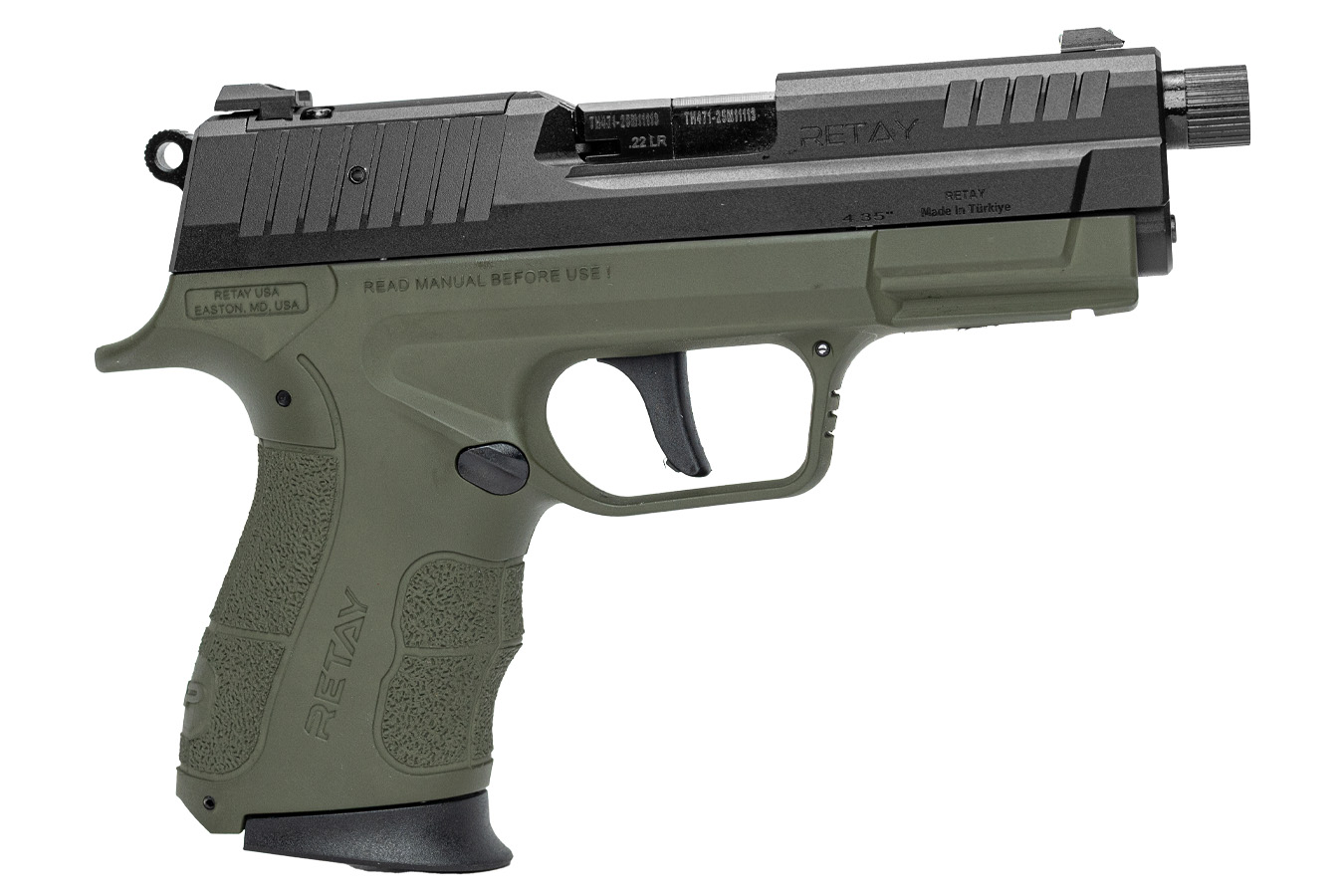 RETAY USA RXP22 22LR Black/OD Green Two-Tone Pistol with Threaded Barrel