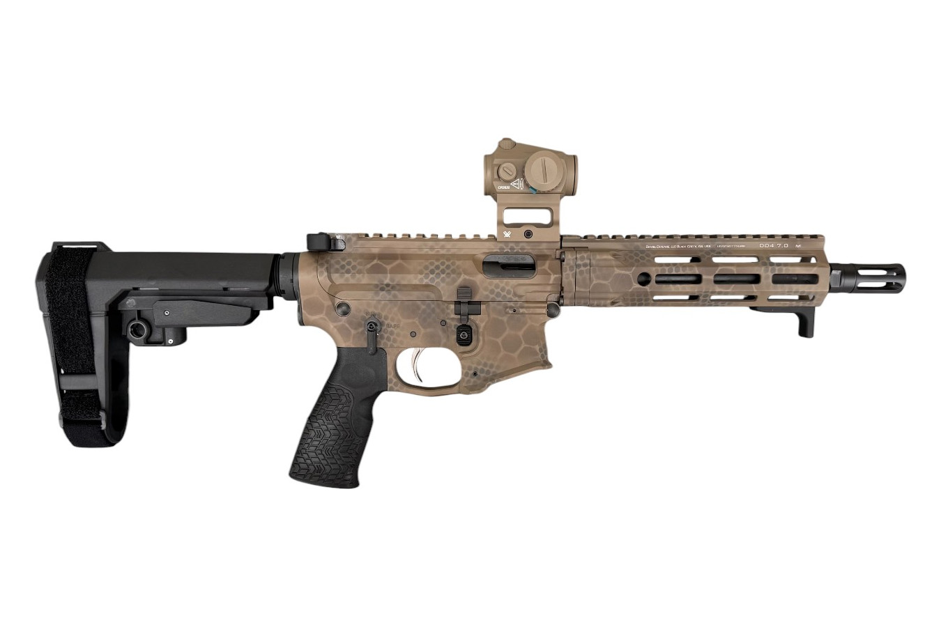 DANIEL DEFENSE PCC 9mm AR-Style Pistol with Arid Rattlecan Finish and Vortex Crossfire II Red Dot