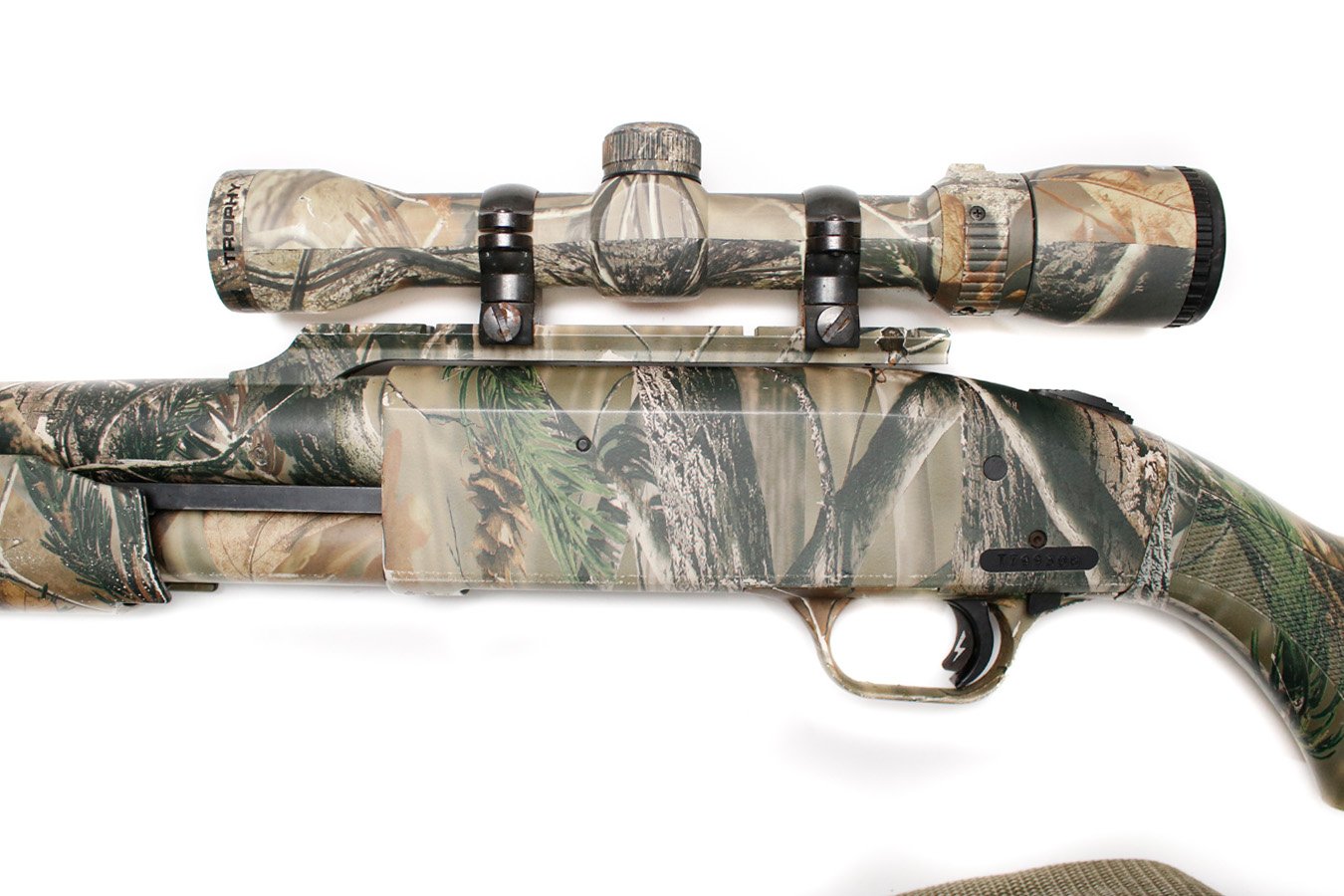 MOSSBERG 500 12GA Police Trade-In Camo Shotgun with Scope and Sling