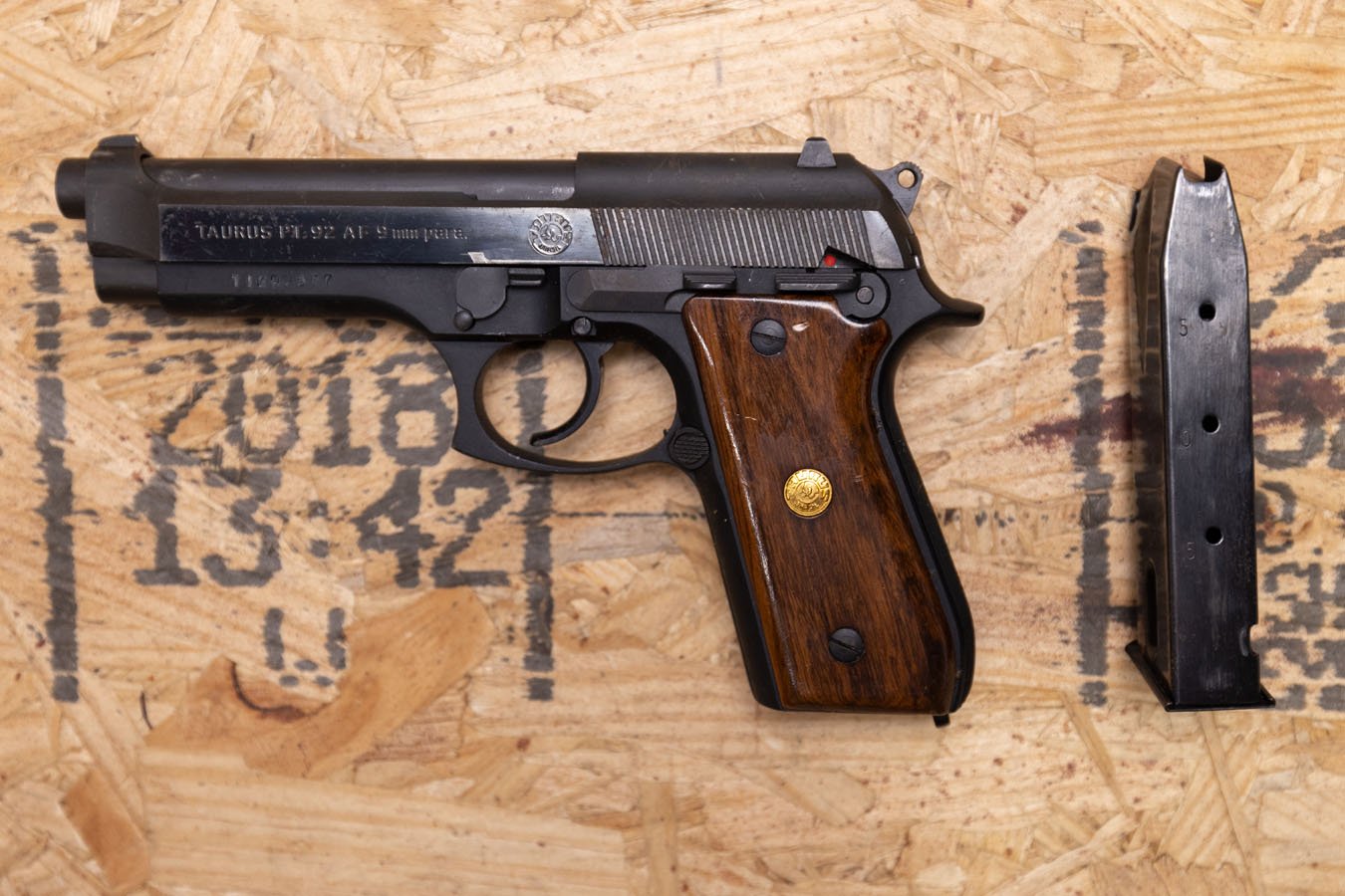 TAURUS PT92 AF 9mm Police Trade-In Pistol with Wood Grips