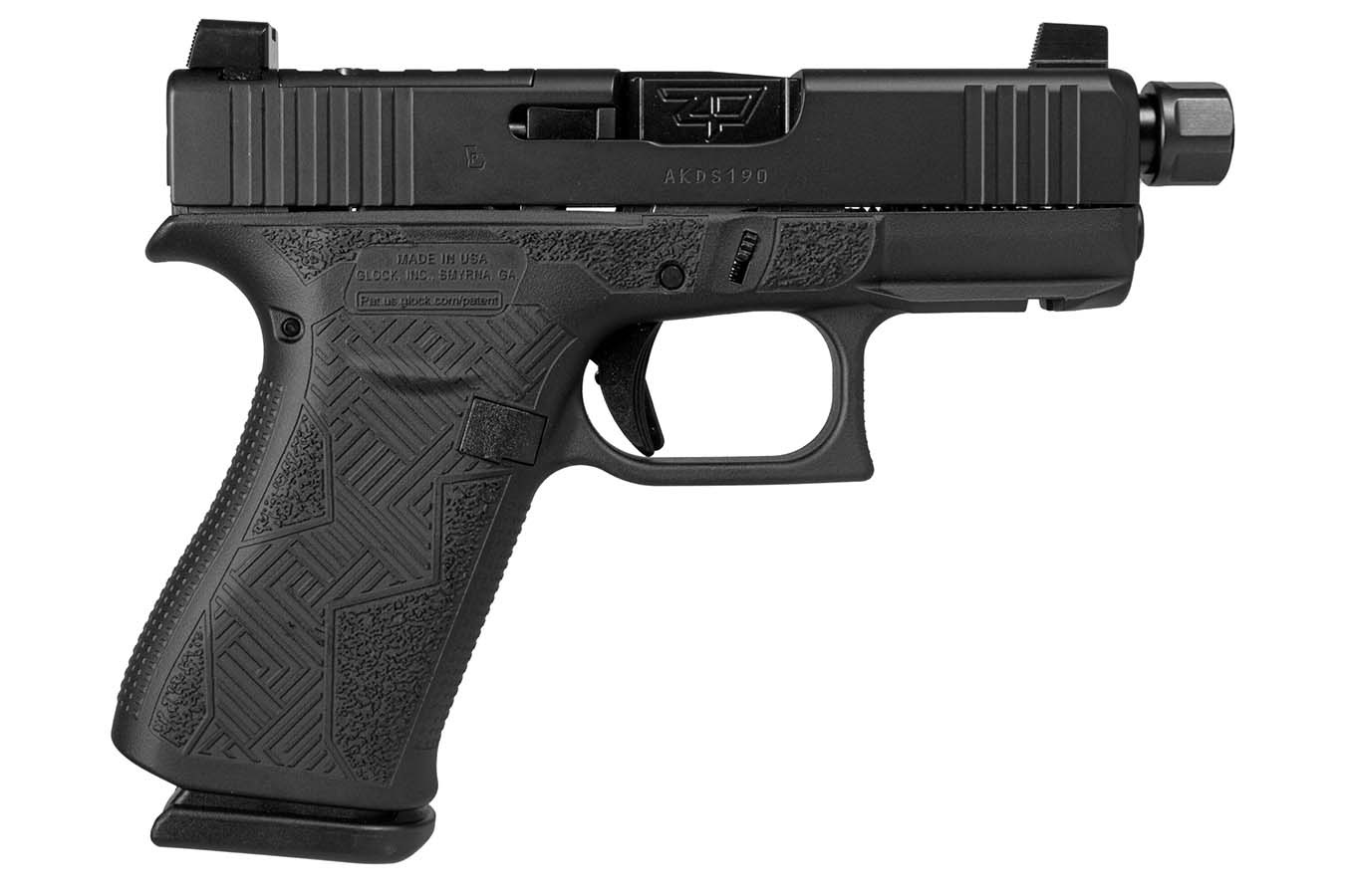 GLOCK 43x MOS Shark Coast Blackout 2 9mm Semi-Auto Pistol with Threaded Barrel