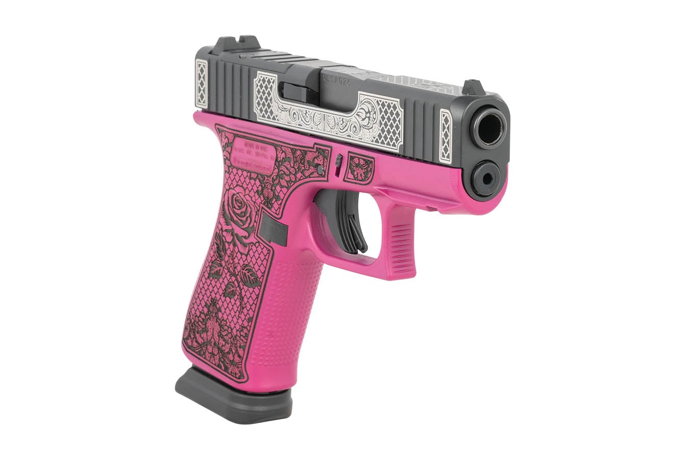 GLOCK G43X MOS 9mm Optic Ready Pistol with Pink Rose Engraved Frame