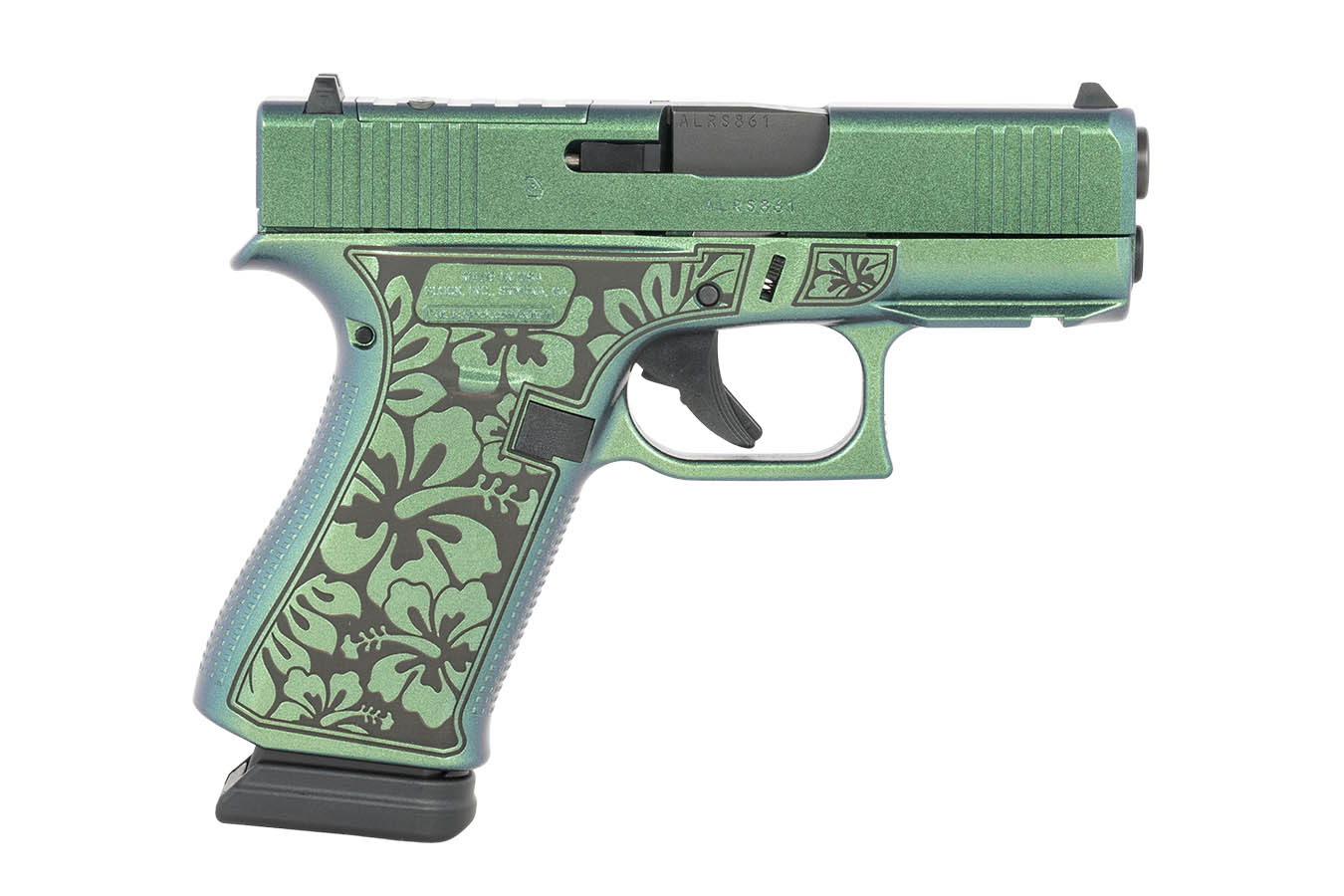 GLOCK 43x 9mm Semi-Auto Pistol with Green Floral Cerakote Finish