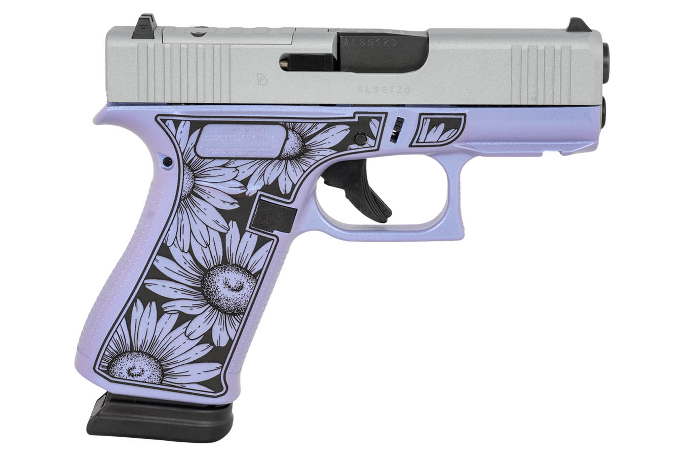 GLOCK G43X MOS 9mm Optic Ready Pistol with Purple Flower Engraved Finish