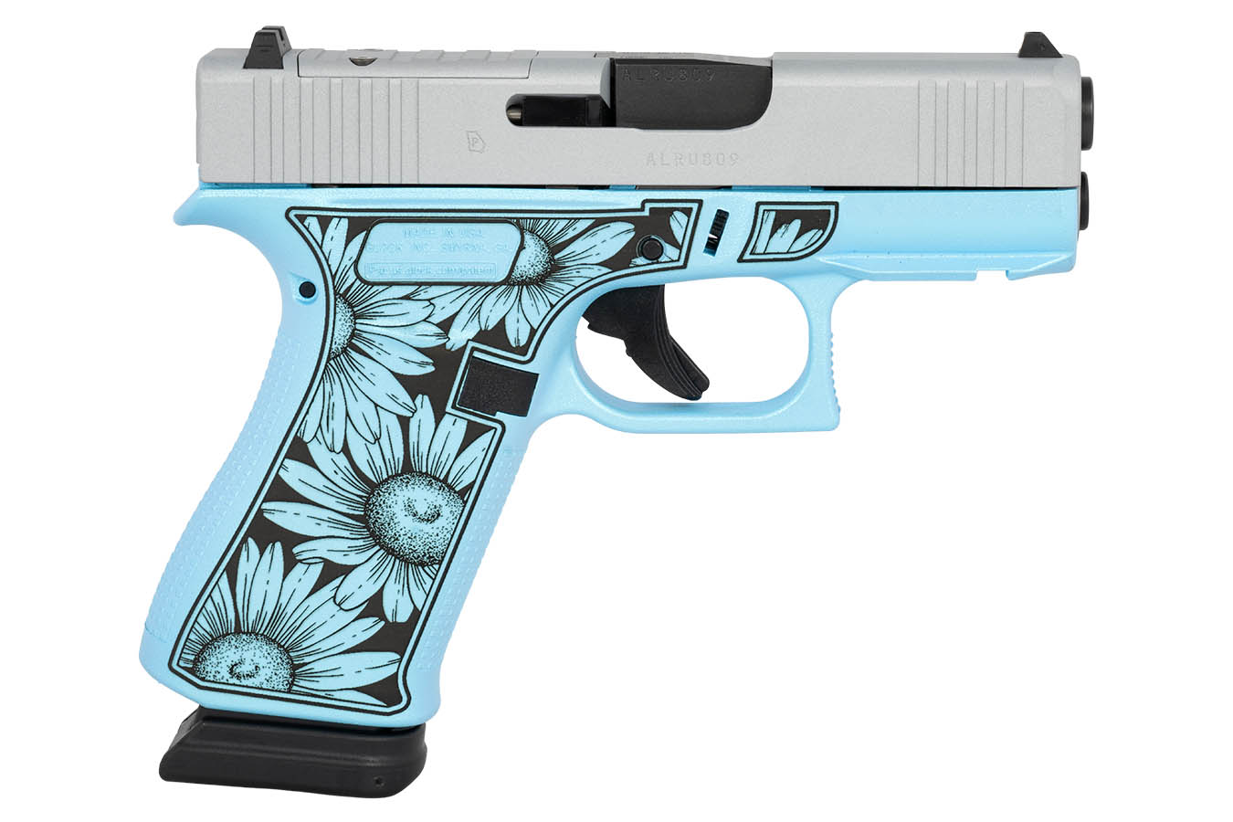 GLOCK G43X MOS 9mm Optic Ready Pistol with Blue Flower Engraved Finish