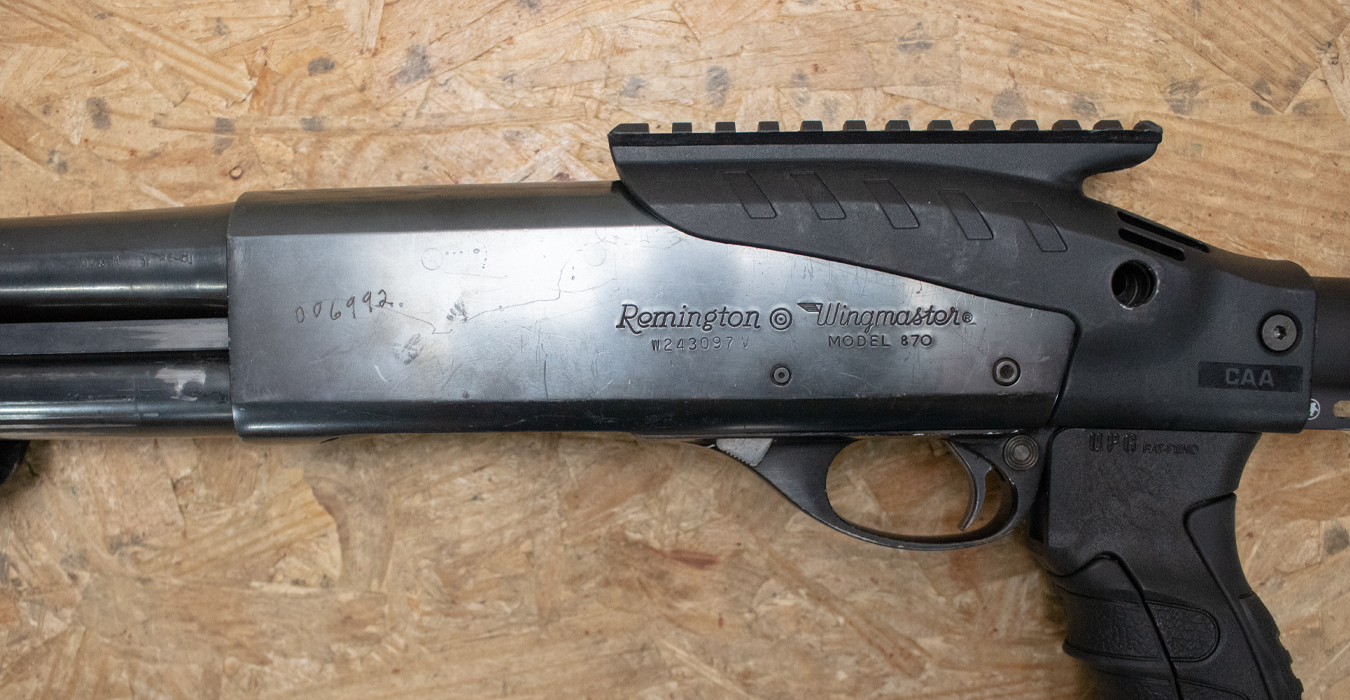 REMINGTON 870 Wingmaster 12 Gauge Police Trade-In Shotgun with Scope Base and Telescoping Stock