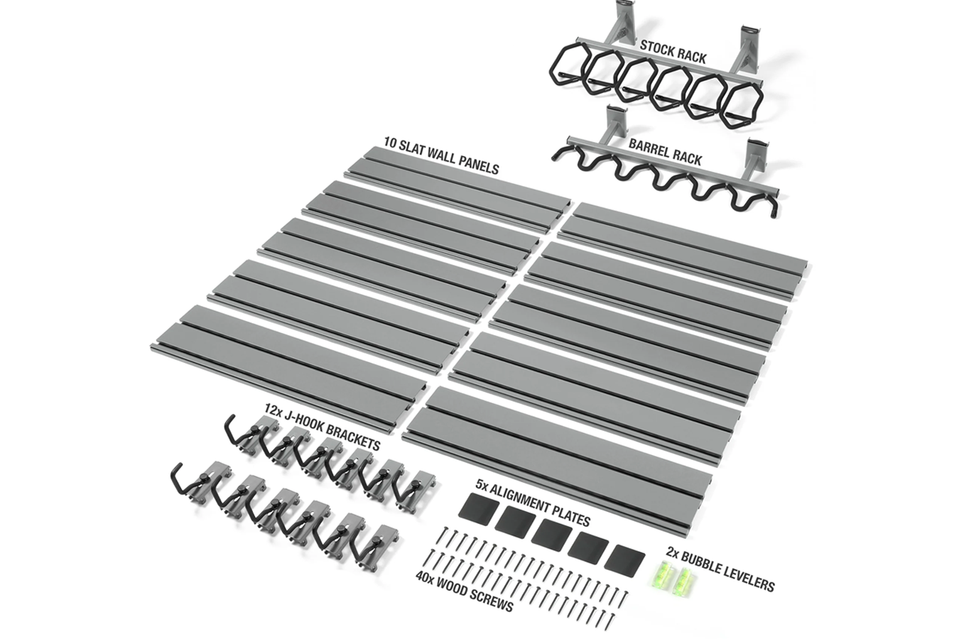 SAVIOR Wall Rack System - 10 Panel Kit W/ Attachments - SW Gray