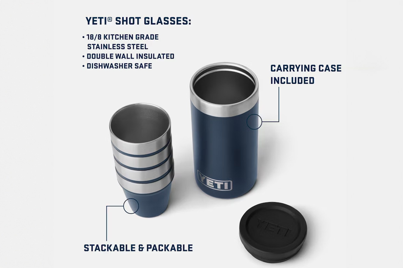 YETI COOLERS Shot Glasses Case Black