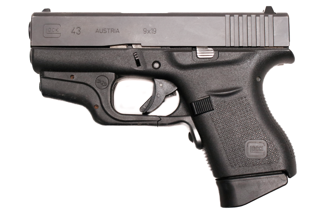 GLOCK 43 9mm Police Trade-In Pistol with Crimson Trace Laserguard