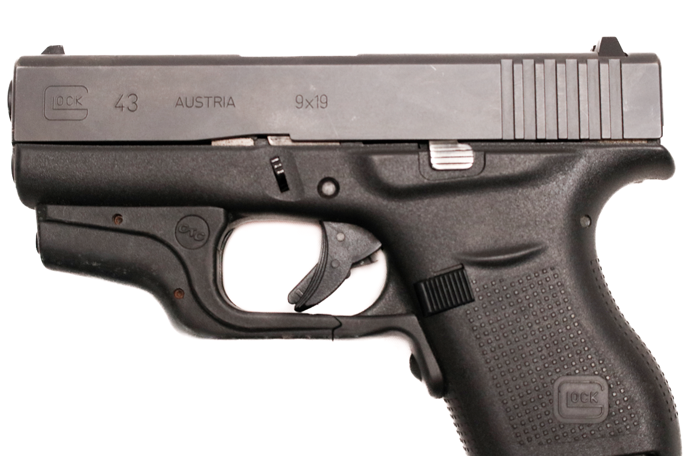 GLOCK 43 9mm Police Trade-In Pistol with Crimson Trace Laserguard