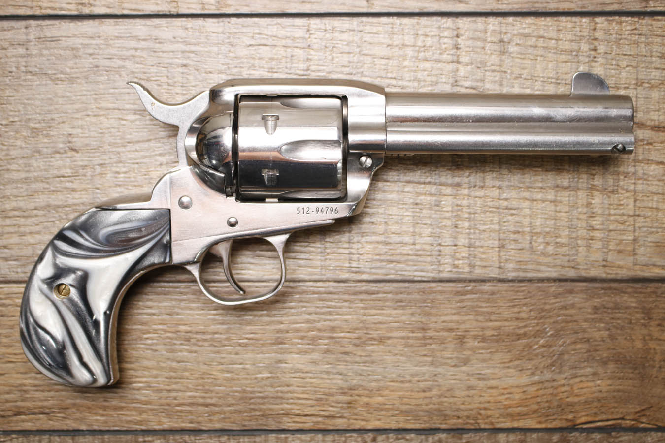 RUGER New Vaquero 45 Colt Police Trade-In Revolver with Original Box and Pearl Birdhead Grips