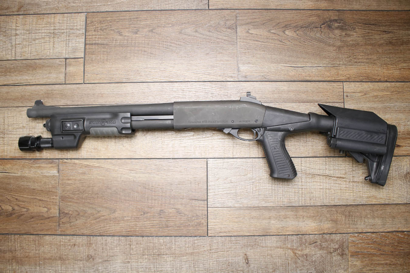 REMINGTON 870 Police Magnum 12GA Police Trade-In NFA Short Barrel Shotgun with Sure Fire Foregrip and Flashlight